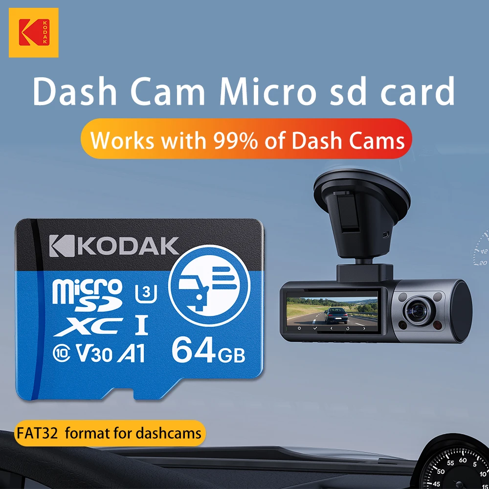 Karta Micro SD Kodak KD360 32GB/64GB/128GB/256GB U3 V30 A1 do kamery samochodowej, kamery bezpieczeństwa, smartfona, drona, wideo 4K, szybka — zdjęcie 4