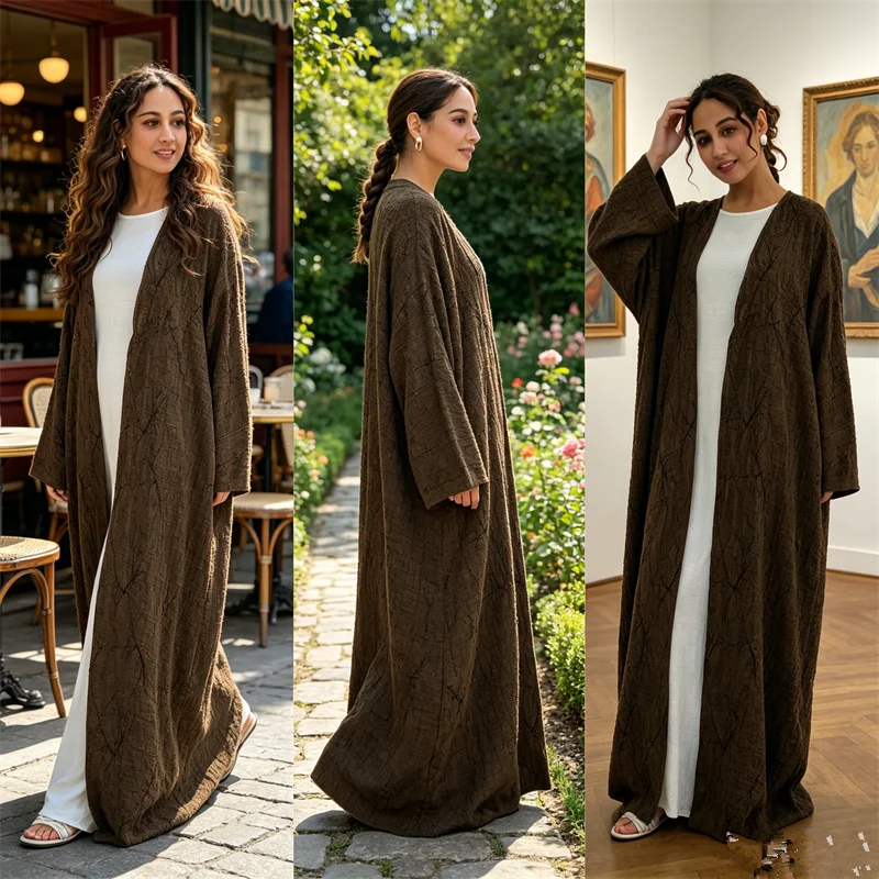

Dubai Open Abaya Women Muslim Dress Modest Kimono Cardigan Turkey Kaftan Eid Kebaya Caftan Marocain Femme Robe Islam Jalabiya
