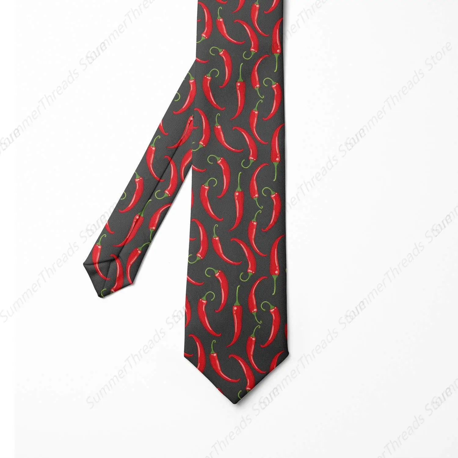 Necktie, Hot Spice Chilli Peppers  Grey Vermilion Green