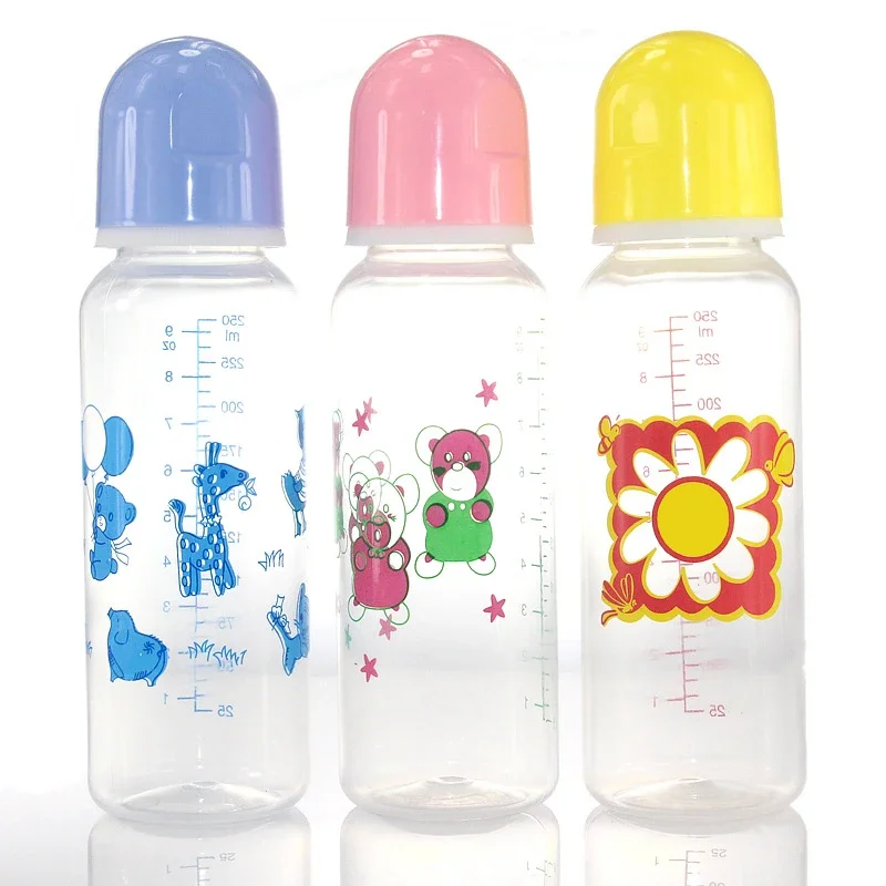 250mL Cute Kawaii Cartoon Food Storage Cup Baby Safe PP Material Feeding Water Bottle for Newborn Toddlers Infant Accessories