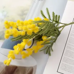 Fake Acacia Artificial Flowers Yellow Mimosa Spray Cherry Fruit Branch Wedding Home Table Decoration Fake Flower