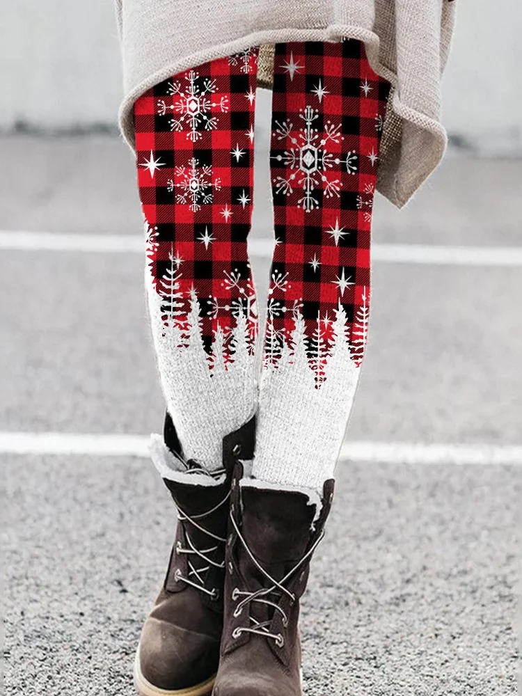 クリスマスツリープリント女性用レギンス春と秋原宿Y2Kスタイルロールプレイングソックスカジュアル女性レギンス