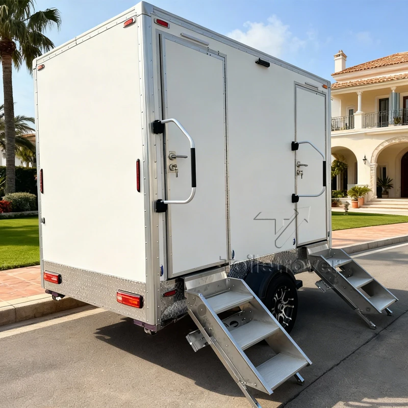Customizable Mobile WC Restroom Trailer Modern Portable Toilet with Shower for Camping, Construction and Outdoor Activities