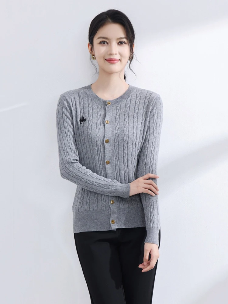 

Slim Fit round Ne Knitted Sweater Cardigan Women's Breathable Lightweight Briti Sle Pure Color Commute Sle Autumn New...