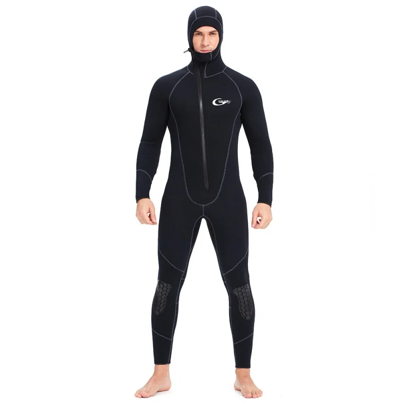 

Men's 7mm Neoprene Hoodie Wetsuit, Front Zip Full Body Keep Warm Scuba Diving Suit Underwater Hunting Surfing Spearfishing