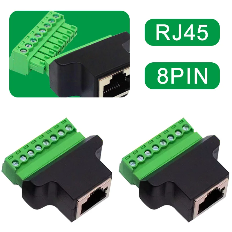 2/4PCS RJ45 Ethernet Female To 8Pin Screw Terminal Connector Cable Extender Adapter Computer Related Connection