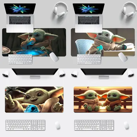 M-Mandalorians Baby Yoda Mousepad HD Printing Computer Gamers Locking Edge Non-slip Mouse Pad XXL90x40cm Keyboard PC Desk Pad