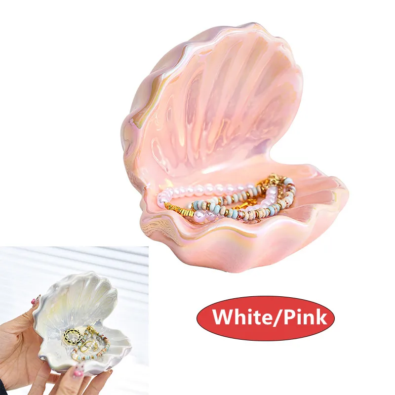 

1 шт. керамическая коробка для хранения ювелирных изделий в форме ракушки, ожерелье, поднос для подвески, мини-органайзер для ювелирных изделий для вечеринки, дня Святого Валентина, домашний декор