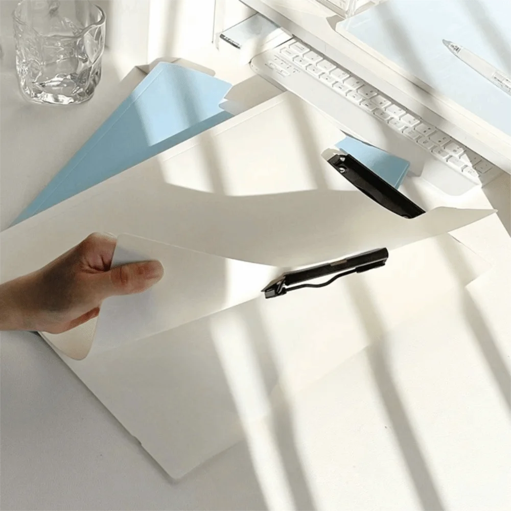 

Durable Multi Functional A4 File Folder Large Capacity Double Clips Clipboard Writing Pad School Supplies