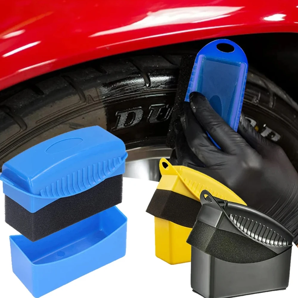 Car Tires Waxing Polishing Cleaning Wipe Brushes Wash Wheel Rim Trim Contour Detailing Dress Shine Pad Sponge Auto Accessories