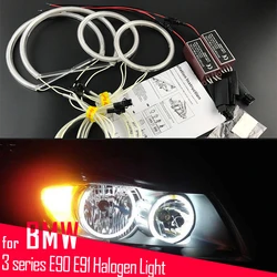 For BMW 3 Series E90 E91 Pre-LCI Saloon Touring 316i 318i 320i 05-08 halogen Headlight White CCFL  Angel Eye  Ring Light Kit