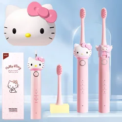 Hello Kitty Electronic Tooth Sanrio Electric Sonic Toothbrush Usb Charge Rechargeable Waterproof 2 Brushes Replacement Heads