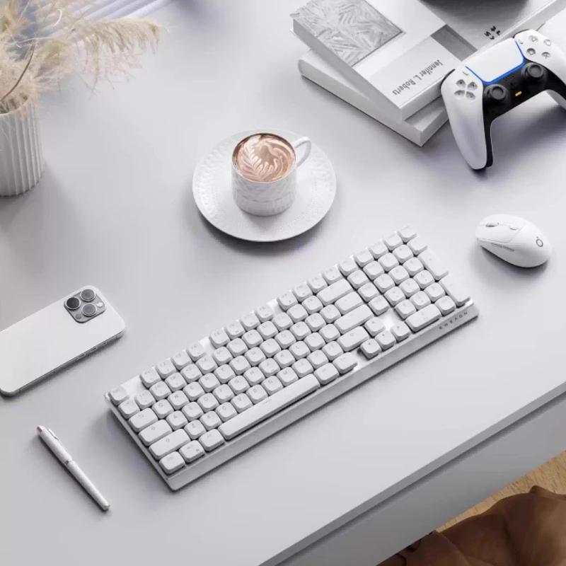 Teclado mecánico de perfil bajo RGB ergonómico inalámbrico Bluetooth teclado multimodo ultrafino y silencioso para computadoras de oficina