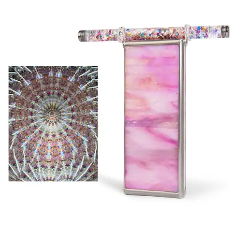 6" Handmade Tiffany Stained Glass Kaleidoscope Adult-2 Pieces 6" Glitter Wands,Classy Gift Box,Birthday,Anniversary Gift