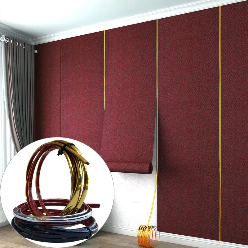 New Self-adhesive Beautiful Edge PVC Gold Semicircular Line Background Wall Metal Decorative Strip Mirror Frame Sticker Decal