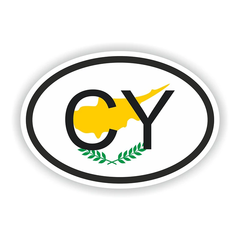 

CK21163# CYPRUS Country Code Oval Sticker with Flag for Car Truck Van Bumper Laptop Motorcycle Helmet Door Tool Box Locker PC