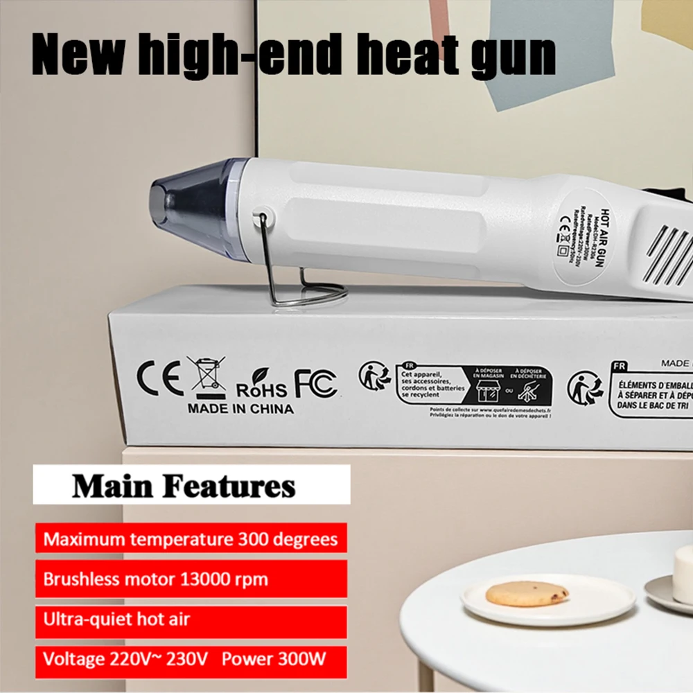 300 ° C 220v pistola de ar quente diy ferramenta calor ferramenta elétrica mini solda temperatura artesanato ventilador com suporte assento psiquiatra