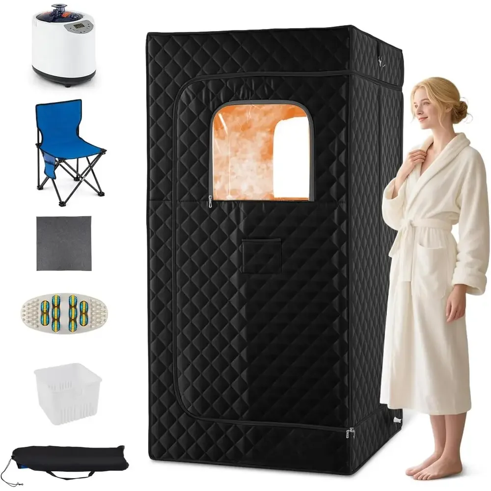 

Portable Home Steam Sauna Tent with 1200W Heater, Adjustable Temp, Remote, 99-Min Timer, 35x35x71