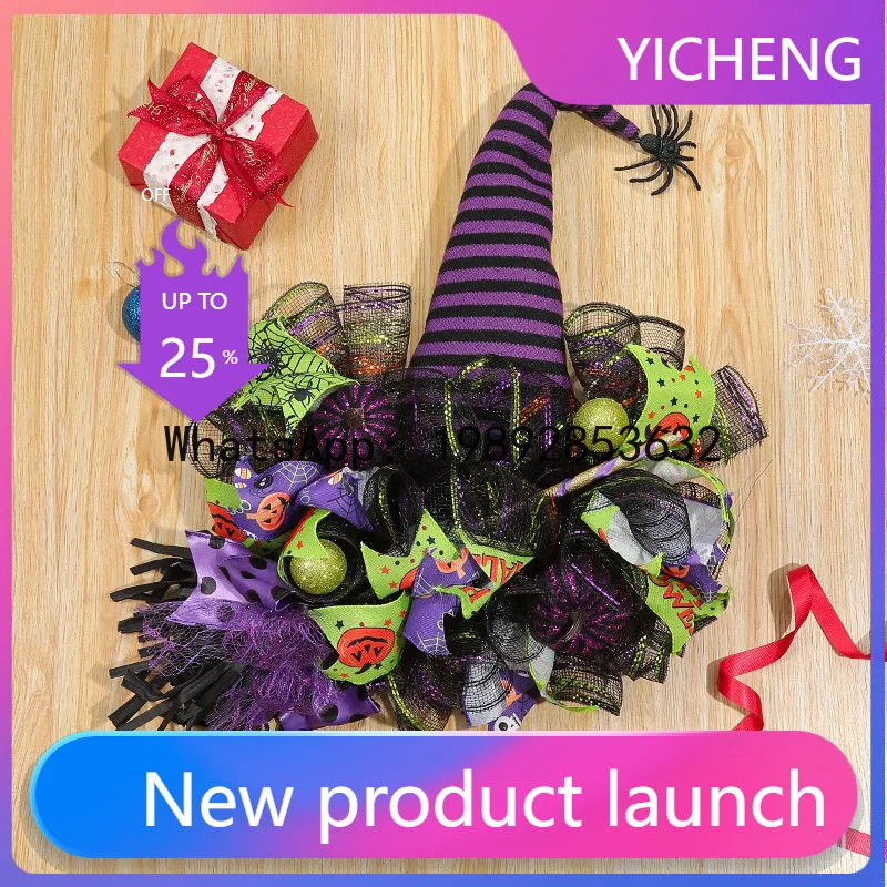 

ZZ Halloween wreath door hanging wreath witch leg broom haunted house decoration pendant party pendant