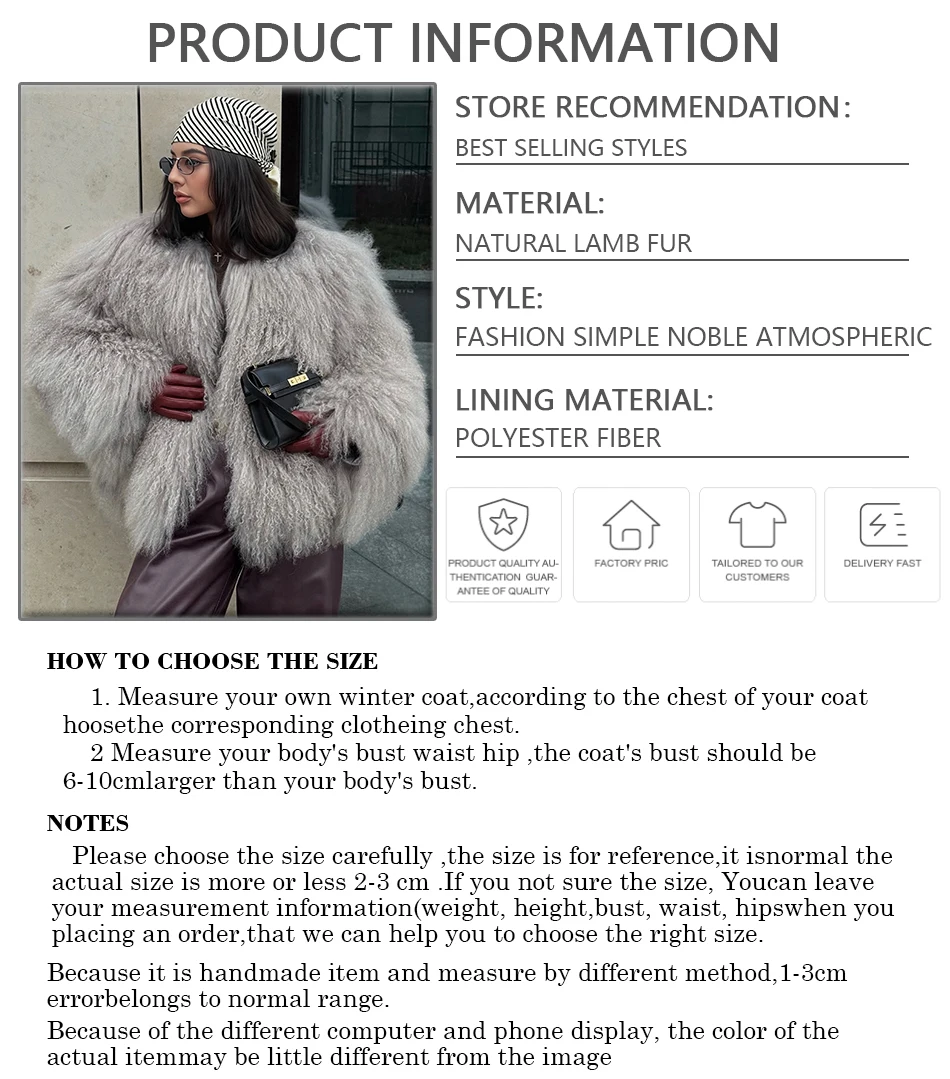 Collarless ทิเบต Lamb FUR Coat ของแท้แกะเสื้อขนสัตว์ธรรมชาติ Sheepskin Coat สินค้าใหม่หรูหราผู้หญิงเสื้อผ้า