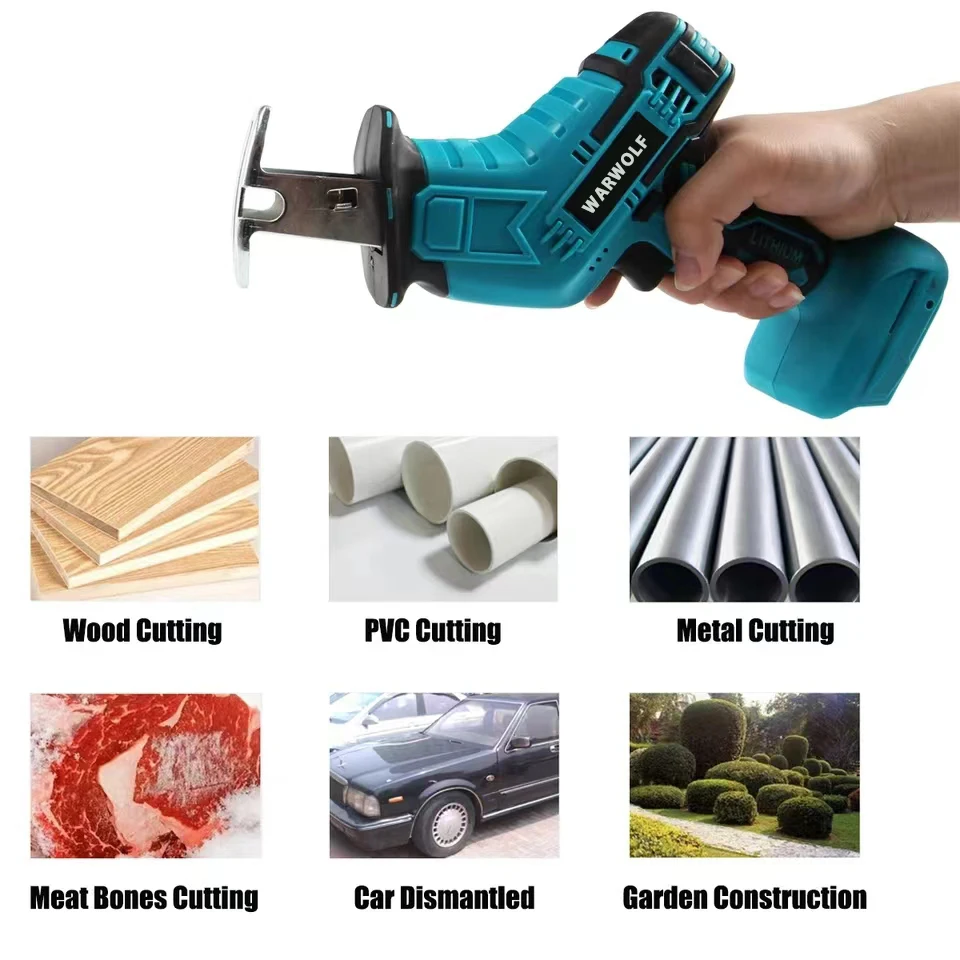 Cordless Reciprocating Saw Wood/Metal Cutter Woodworking Tool Rechargeable Electric Saw Power Tools for Makita 18V Battery