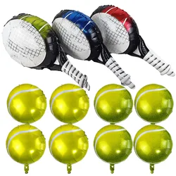 6pcs Tennis Racket and Tennis Inflatable Foil Balloon Children Boys Sports Tennis Theme Birthday Party Decoration Supplies