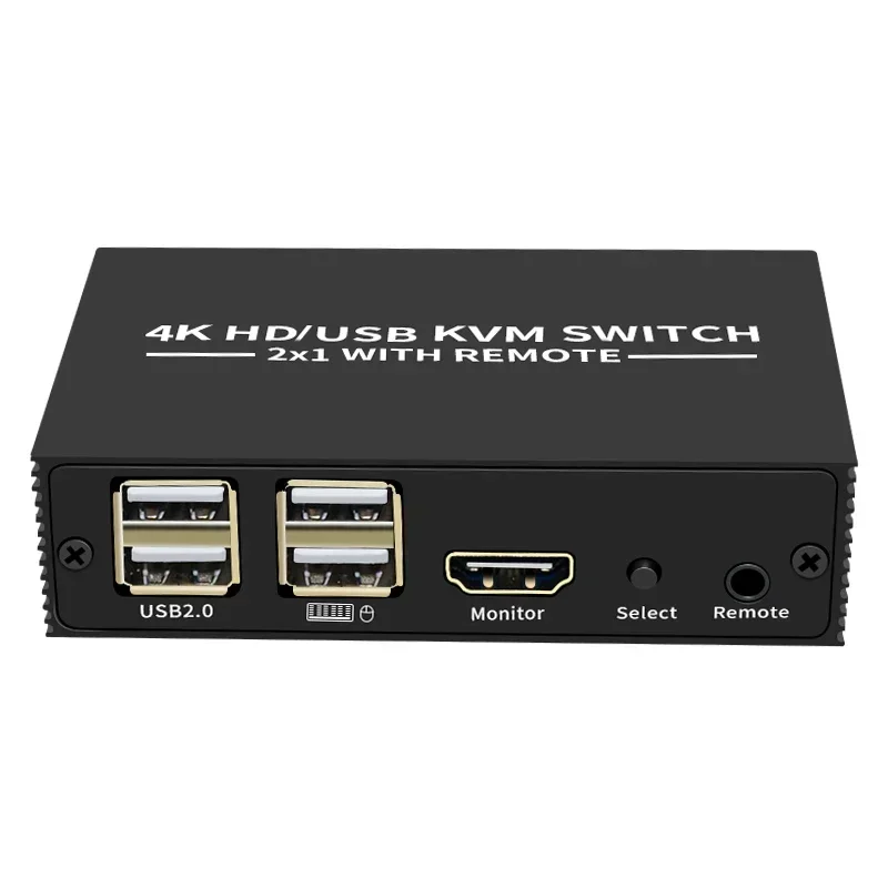 

KVM-переключатель 4K 2x1 HDMI с 4-портовым USB 1.1 и настольным контроллером, пульт дистанционного управления для ноутбука, монитора, мыши, клавиатуры, U-флэш-накопителя