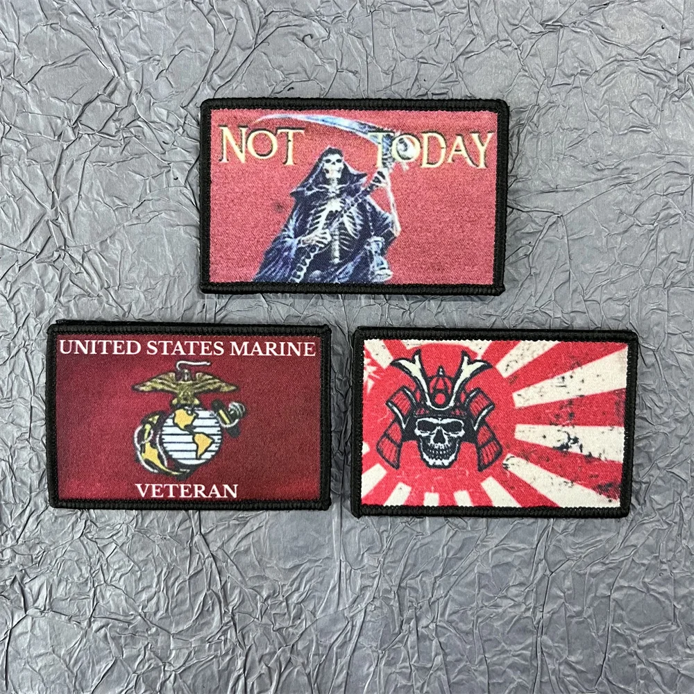 

"NOT TODAY" Printing Patch Morale Badges United States Marine Veteran Grenade Hook and Loop Patches Backpack Emblem