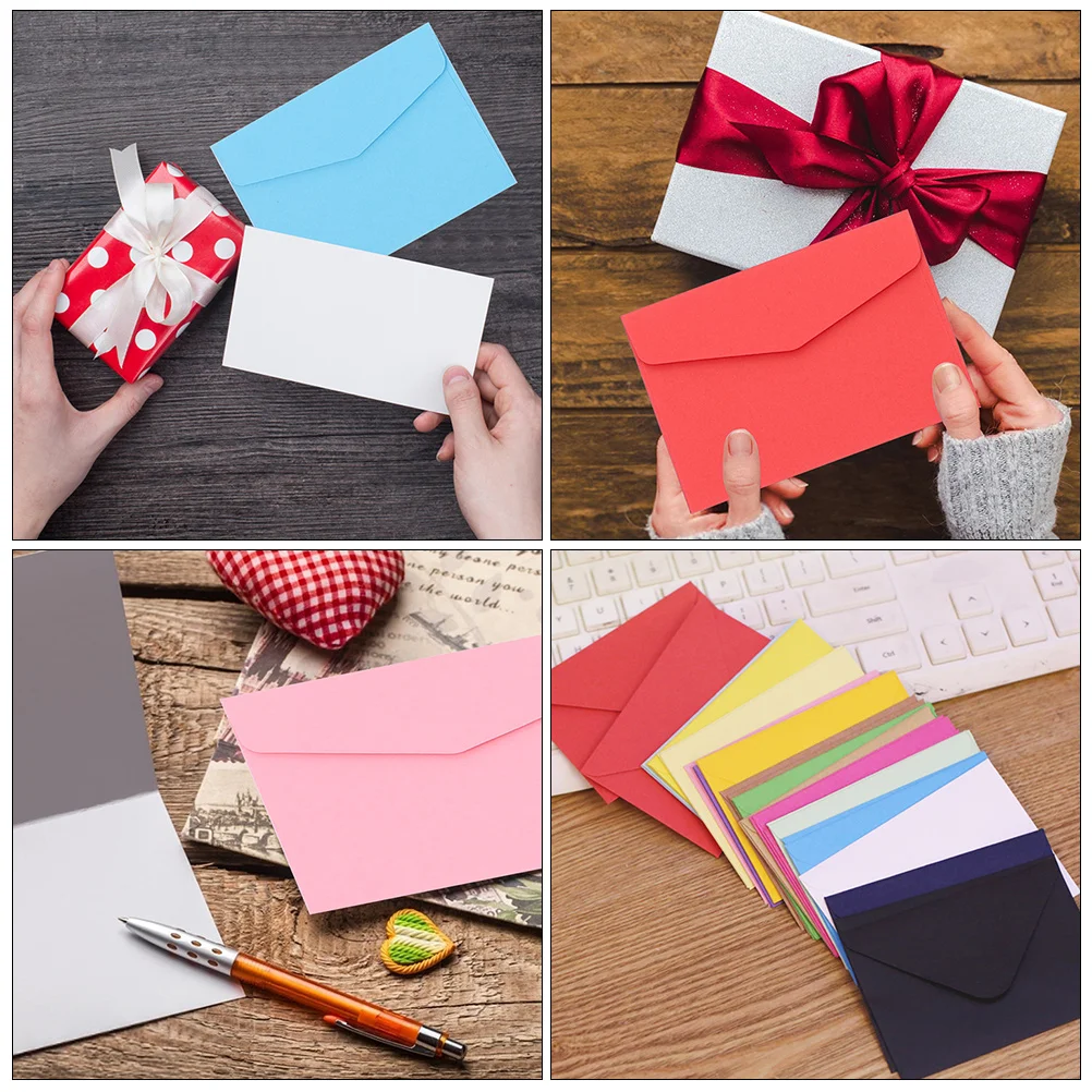 50 Pcs Colored Small Envelopes Letter Container Simple Stationery Calligraphy Paper Holder Card Note Cover Cardboard Photo