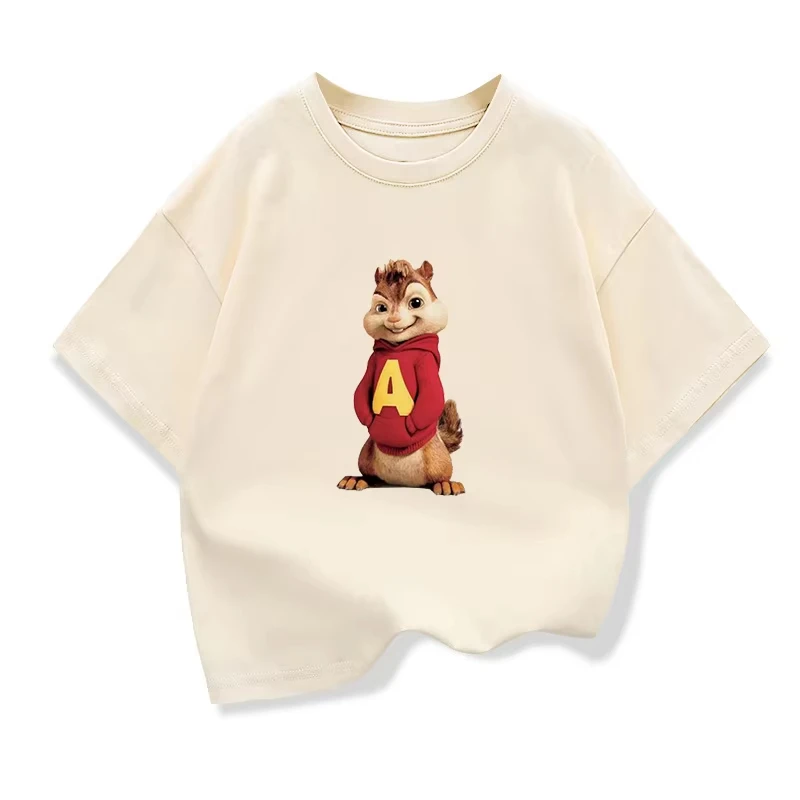 تي شيرت Alvin and Chipmunk كارتوني للأطفال، قميص مطبوع لطيف لملابس الأطفال الكاجوال