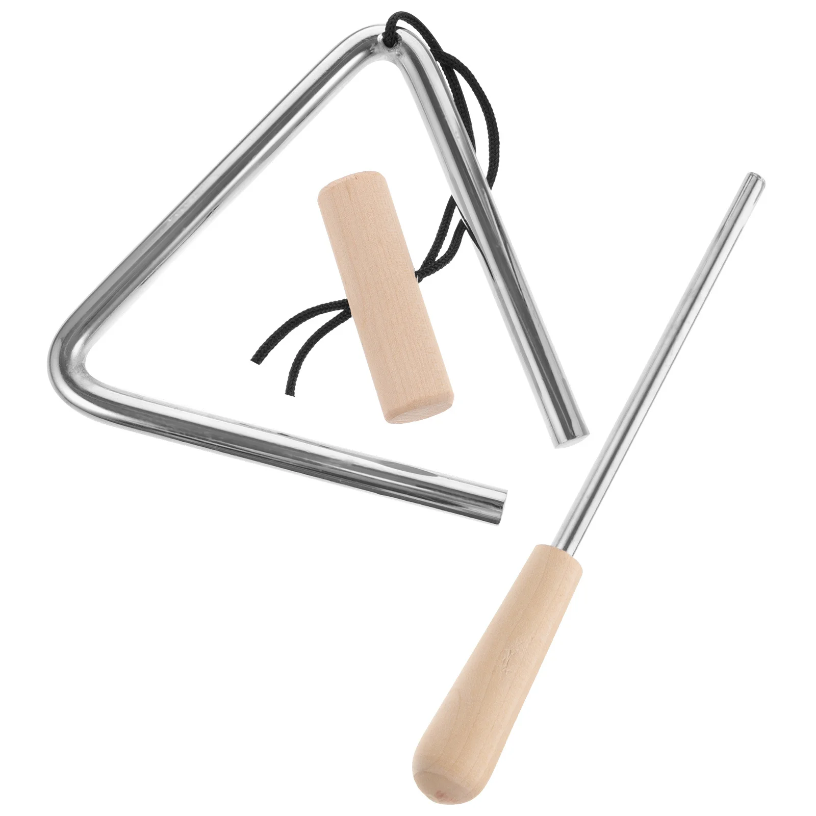 

1 Set Of Triangle Iron Percussion Instrument Musical For Music Education Hand-Eye Coordination Development