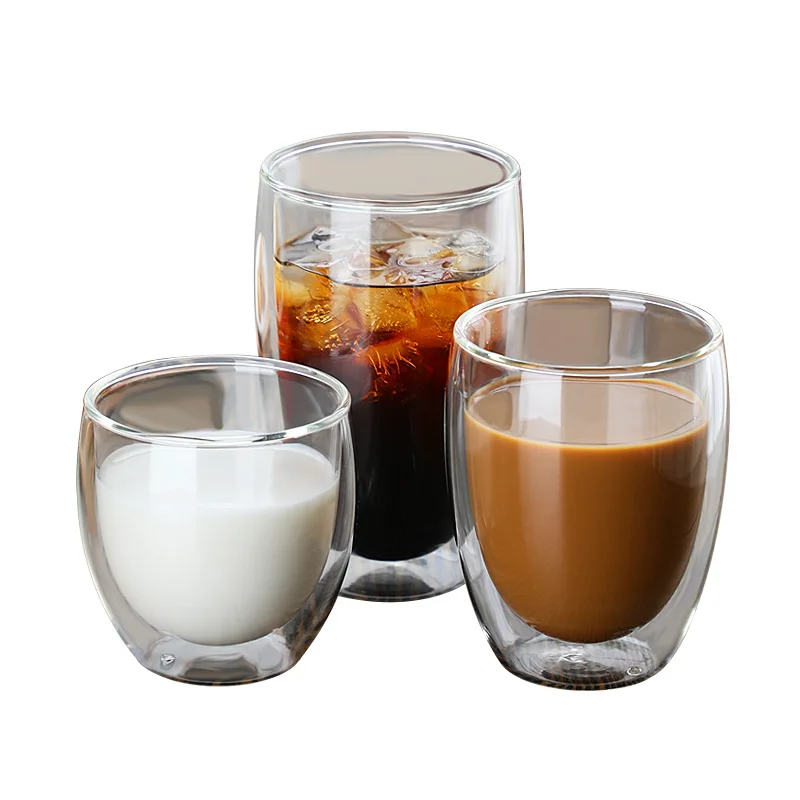 1-6 pz 80-650ml vetro a doppia parete trasparente fatto a mano resistente al calore tazze da tè bevanda sana caffè latte tazza isolata bicchierino