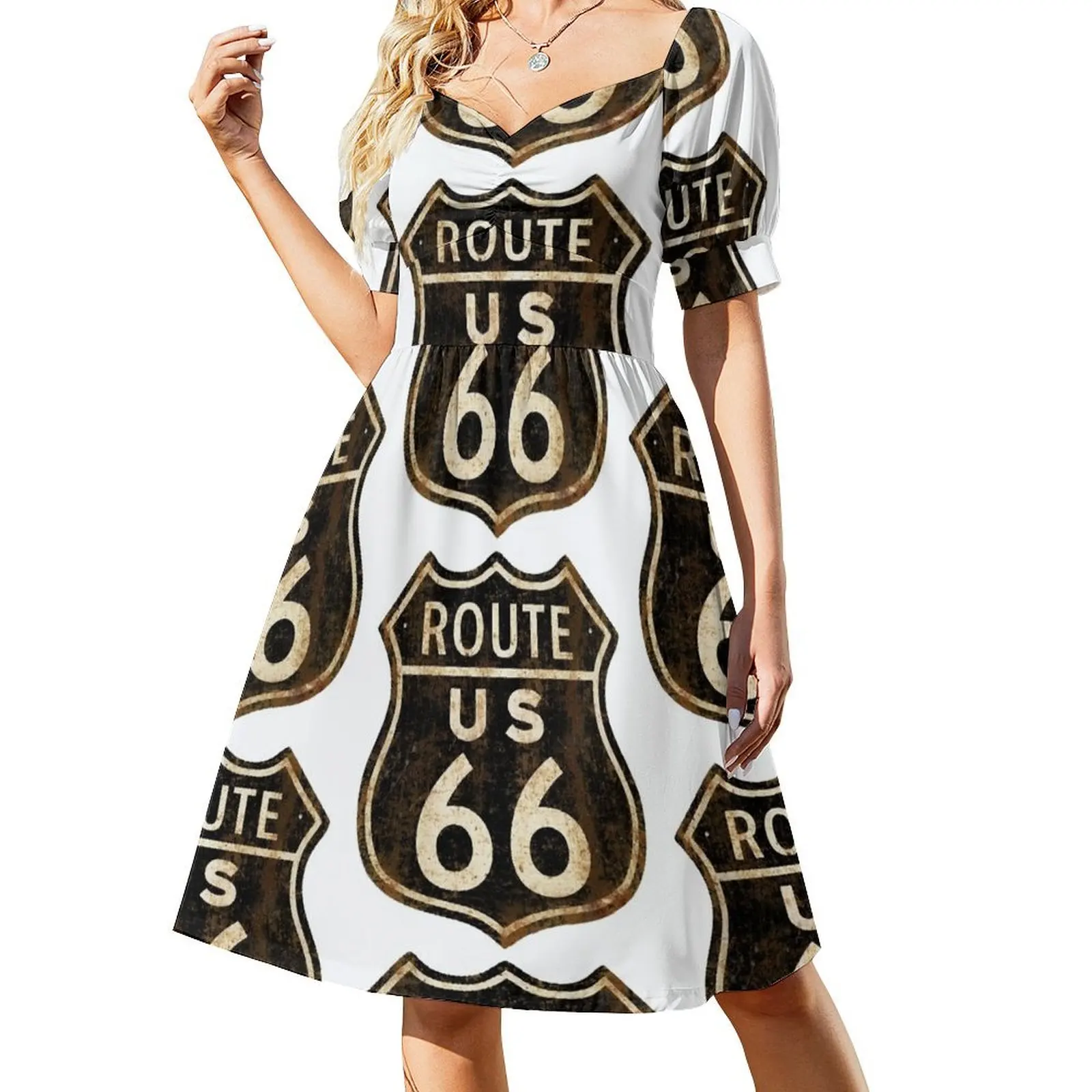 

Vintage Route 66 Short Sleeved Dress women dresses dresses for woman Dress