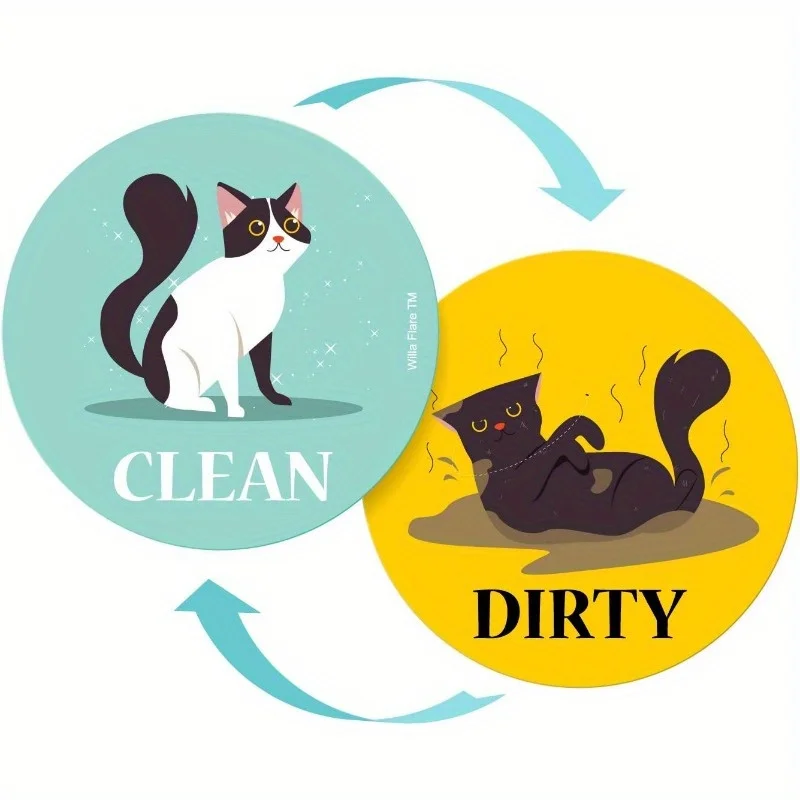 Large Dishwasher Magnet Clean Dirty Sign - Funny Design Magnets - Large, Strong, Cool Magnetic Gadgets