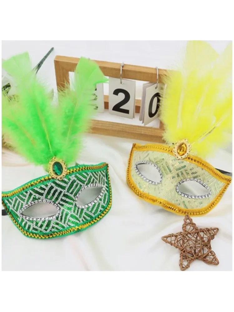 Masque pour les yeux Sexy plume eau diamant gland vénitien mascarade bal Halloween fête déguisement accessoires de déguisement dame masque facial