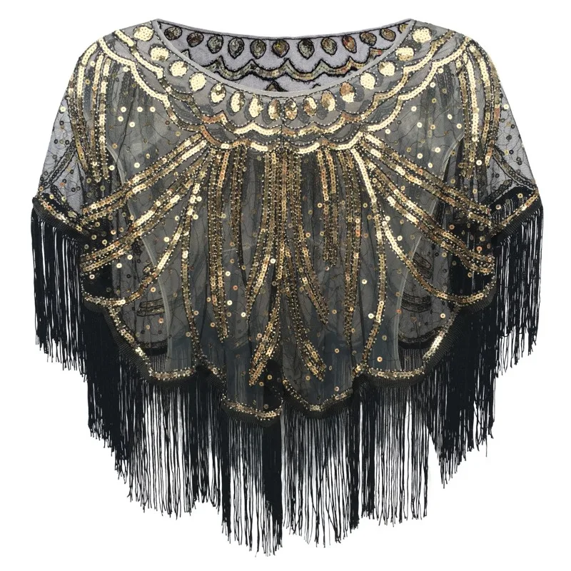

1920s - Inspired and Tassel - Embellished Shawl, Women's Evening Gown Cape, Vintage Ball Dress Outerwear