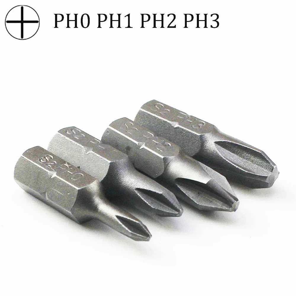 10pcs Phillips Bit Set S2 1/4 Inch 6.35mm Hex Shank Electric Screwdriver 25mm PH0 PH1 PH2 PH3 Bits For Power Tools