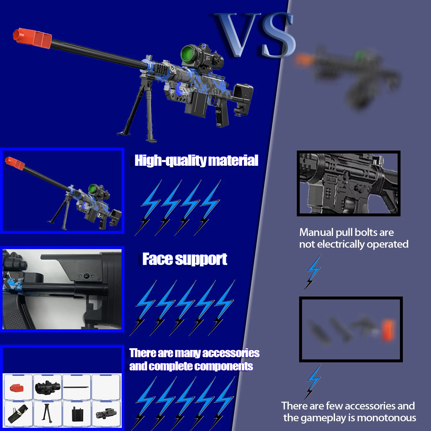 M200 Toy Sniper Blaster – Atirador de bola de gel seguro para crianças, brincar ao ar livre – Diversão no quintal, presente perfeito para o Natal e o Halloween