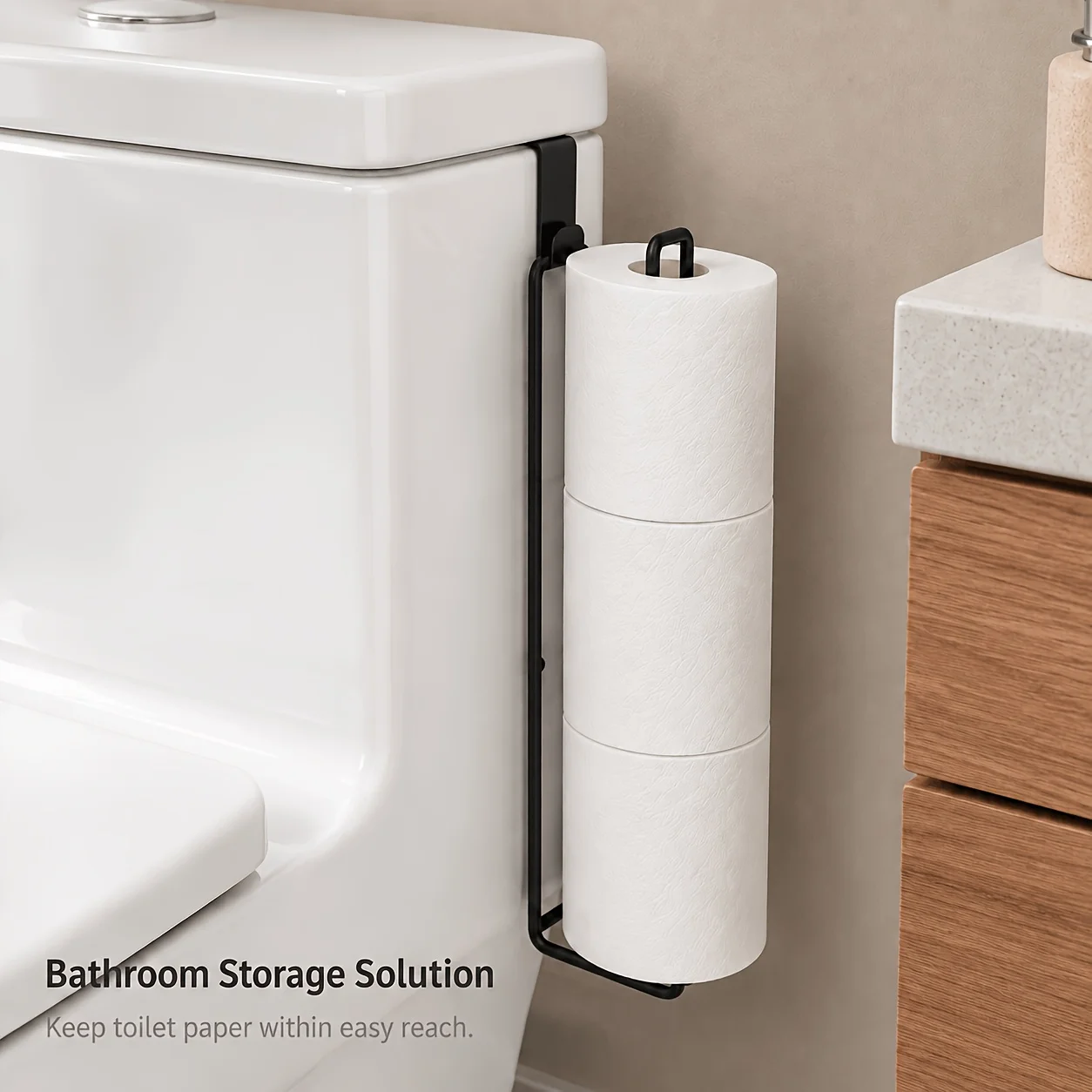 

Toilet Paper Holder with Storage Tissue Wall Mounted Over The Tank Toilet Paper Holder Organizer Self Adhesive Paper Storage