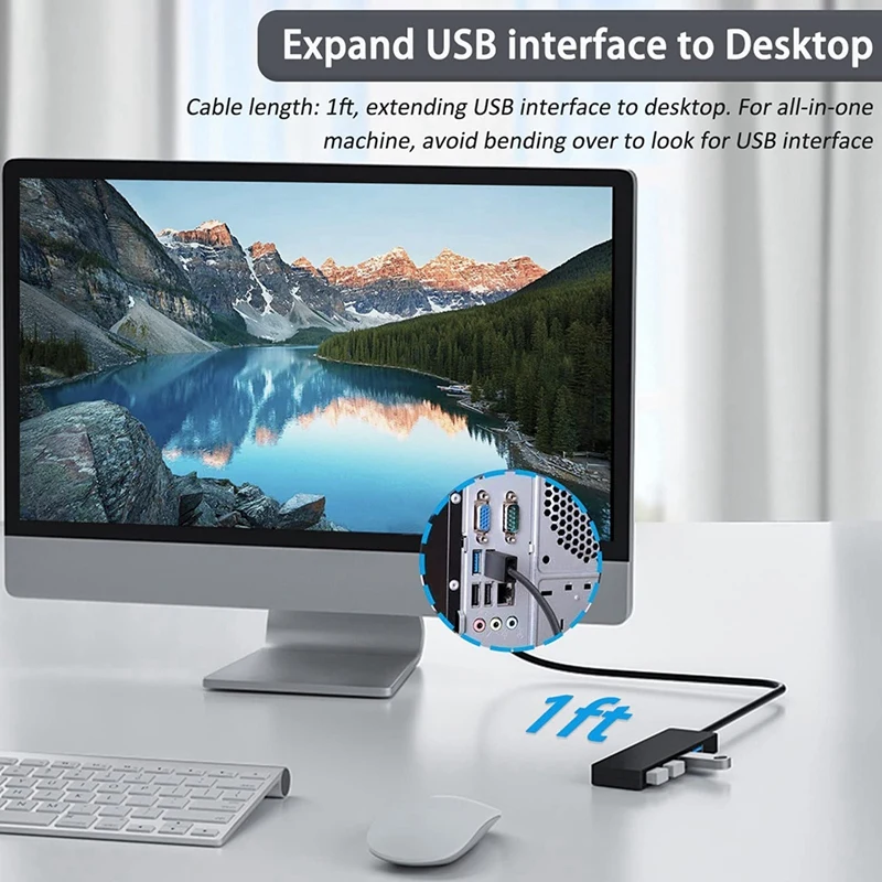 4 Ports USB Hub, USB 3.0 Hub USB Splitter USB Expander For Laptop, Flash Drive, HDD, Console, Printer, Camera,Keyboard image 2