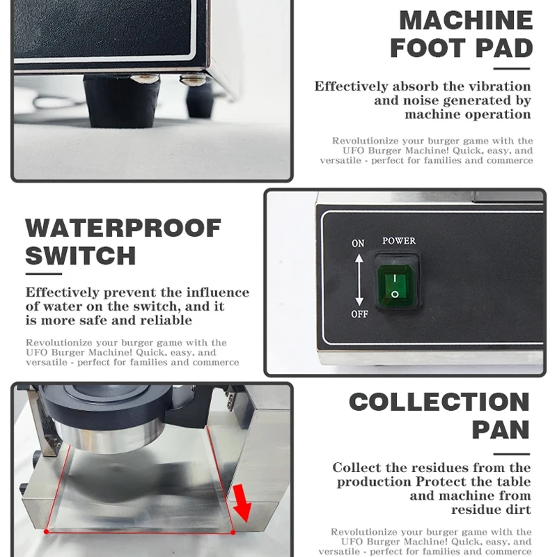 UFO Burger Machine Bread Hot Press Machine Gelato Panini Press Brioche Commercial Ice Cream Hamburg Maker