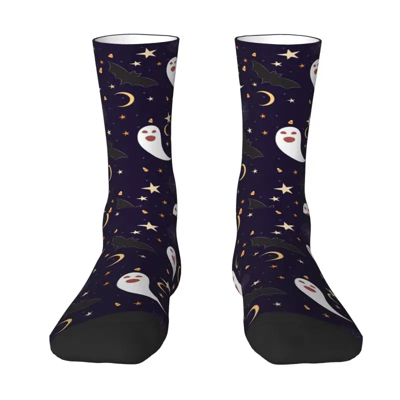 Halloween Ghosts Spiders Dress Socks for Men Women Warm Fashion Novelty Bats And Stars Scatter Crew Socks