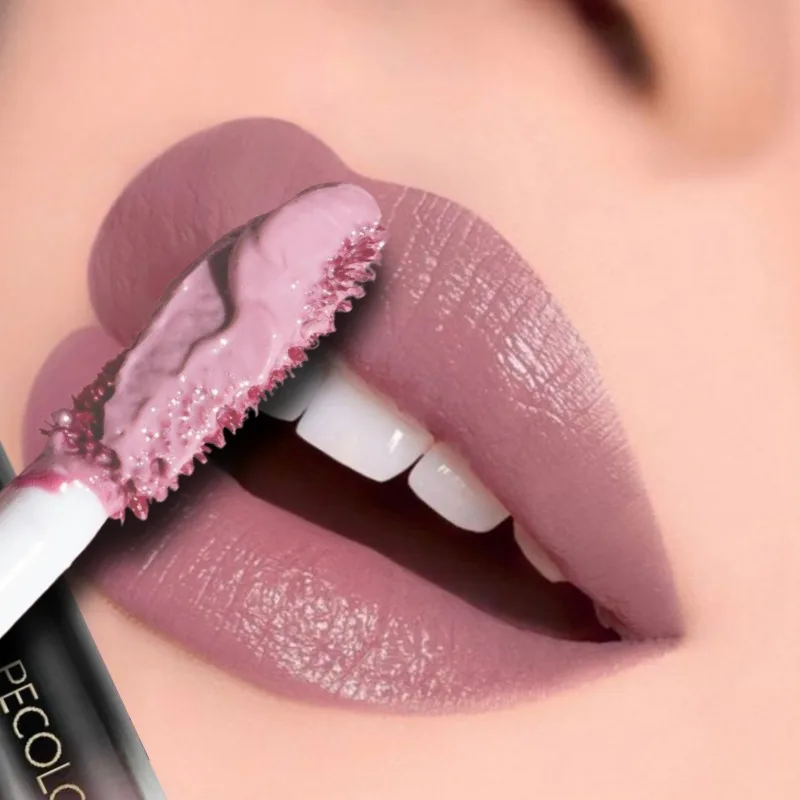 Samtmatter Lippenstift, sexy roter Lipgloss, wasserdicht, langlebig, einfaches Färben, lichtecht, antihaftbeschichtet, flüssiger Lippenstift