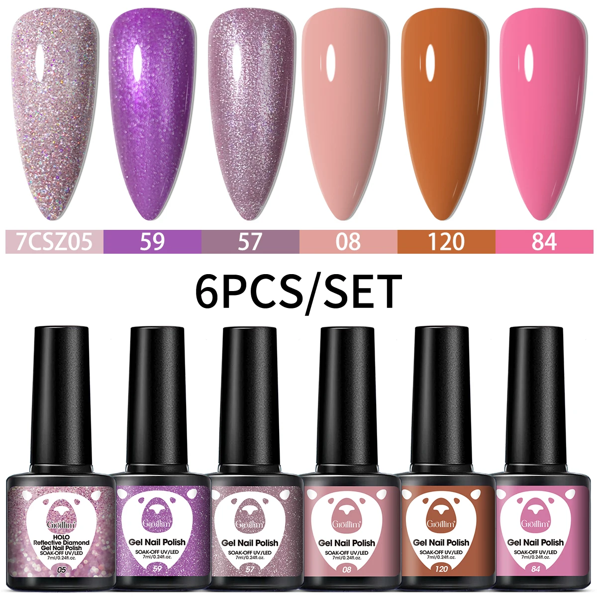 6-piece long effect nail care gel set alcohol free LED transparent nail polish DIY nail care design washable remove nail art pai