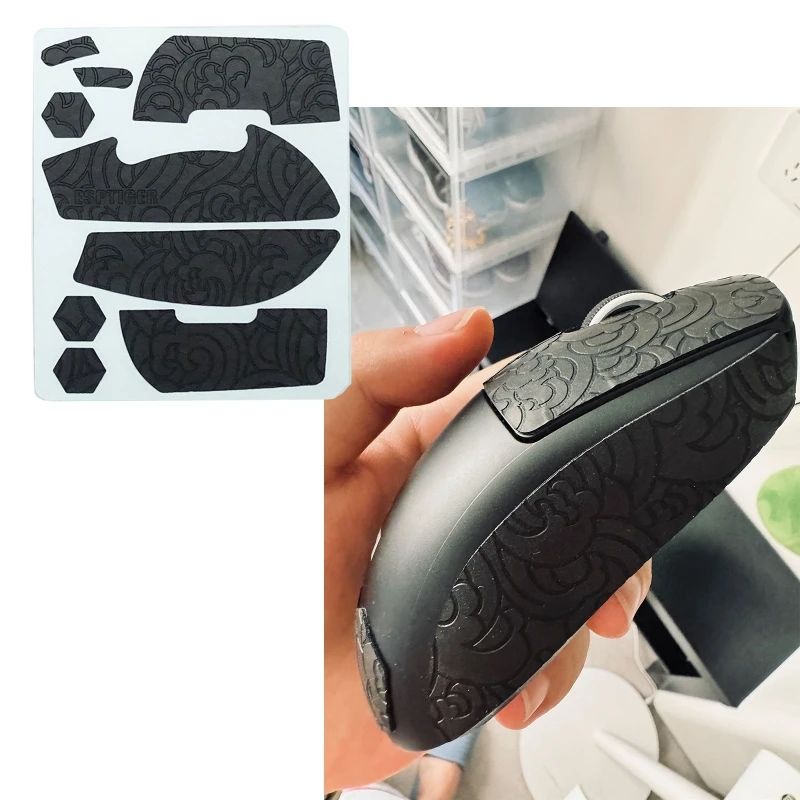 EsportsTiger Gaming Mouse Sweat Resistant Mouse Grip Tape for GProX Superlight 2 DEX Mouse Skin Side Stickers DropShipping