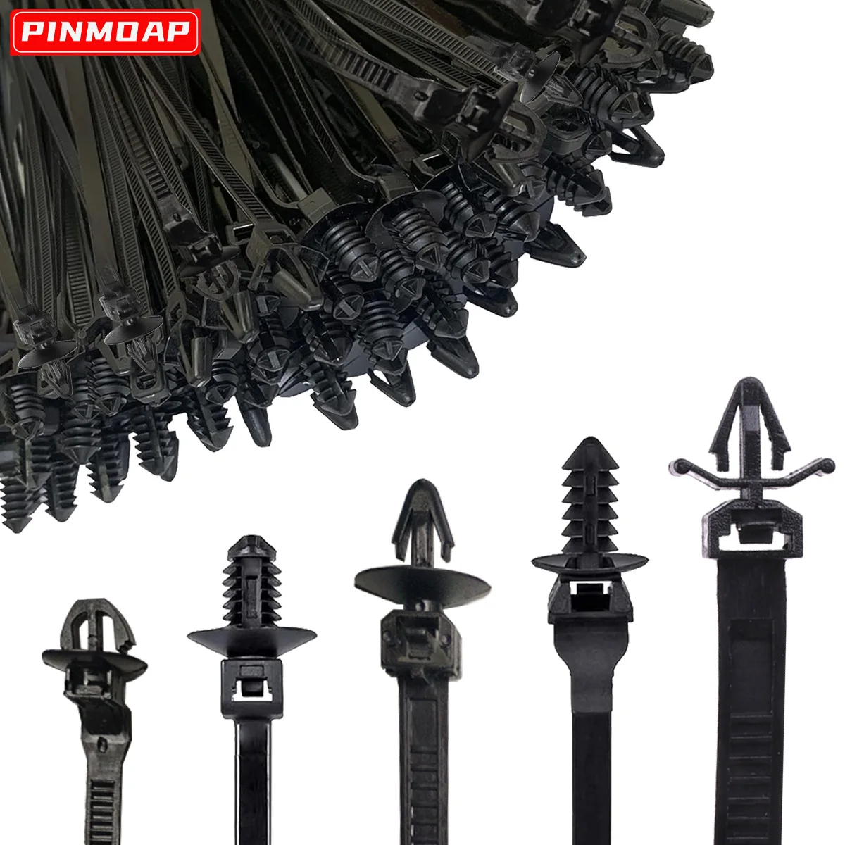 PINMOAP 25 uds Nylon Push Fit diseño autoblocante brida para cables combinación de Clips de fijación para arnés de cableado de motor automotriz