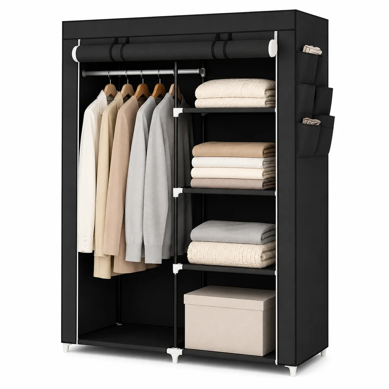 guarda-roupa-portatil-de-tecido-preto-com-4-prateleiras-2-varoes-para-pendurar-e-6-bolsos-para-armazenamento-de-roupas-para-quarto-dormitorio-e-escritorio