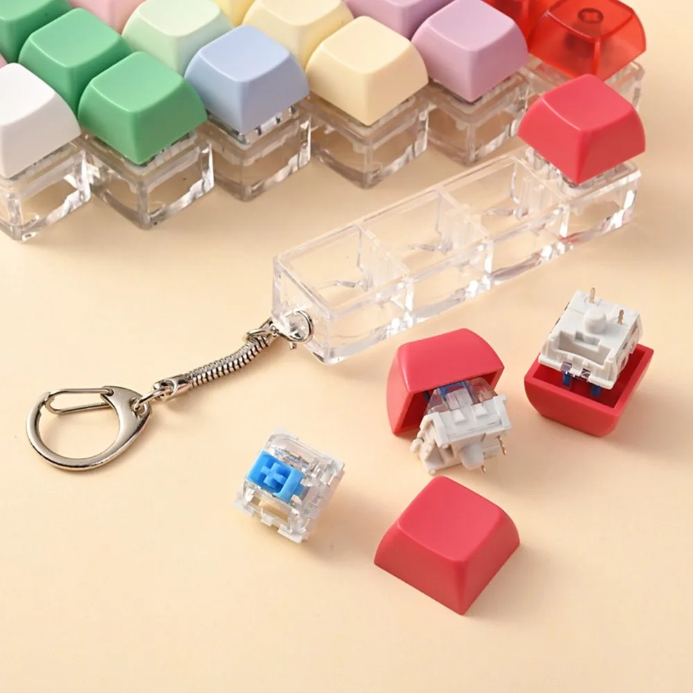 New DIY Keyboard Fidget Keychain Keys Button Keycap Finger Keyboard Caps Relief Stress Pass The Time Clicker