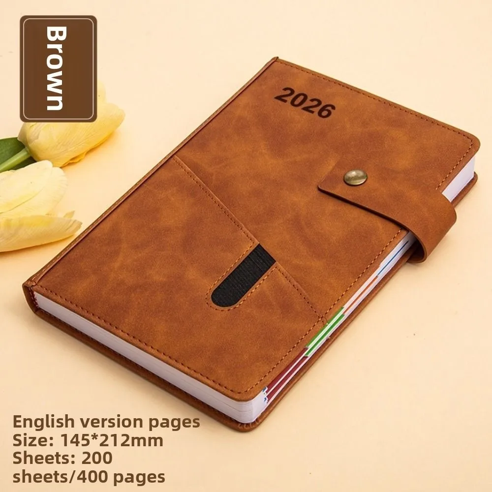 English 2026 Schedule Planner Notepad Wear-resistant Bookmark 365 Days Efficiency Notebook Portable 12 Months