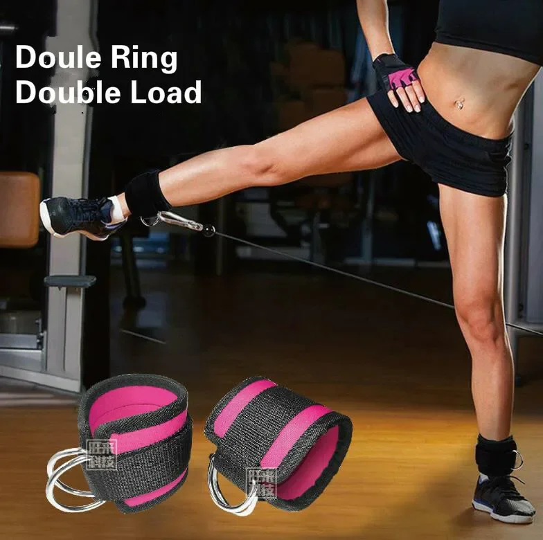 Gym Exercise Ankle Straps Weight Lifting Fitness D Ring Cable Attachment Strap